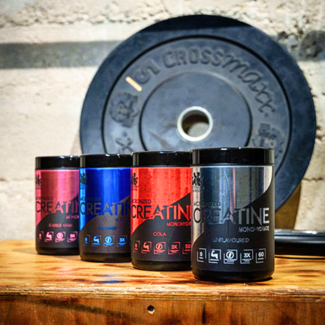 Creatine Monohydrate Powders with different flavors
